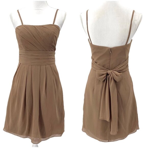 NEW Bill Levkoff Dress Brown Latte 741 Style 156 Strapless Chiffon Size 12 - Picture 1 of 12
